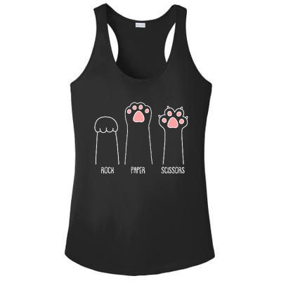 Funny Rock Paper Scissors Cat Paws Ladies PosiCharge Competitor Racerback Tank