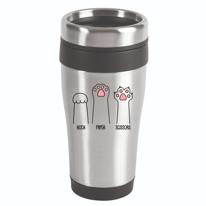 Funny Rock Paper Scissors Cat Paws 16oz Travel Tumbler