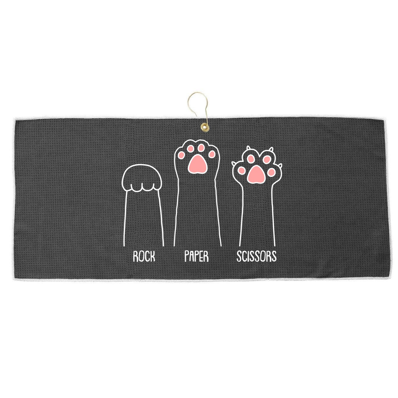 Funny Rock Paper Scissors Cat Paws Large Microfiber Waffle Golf Towel