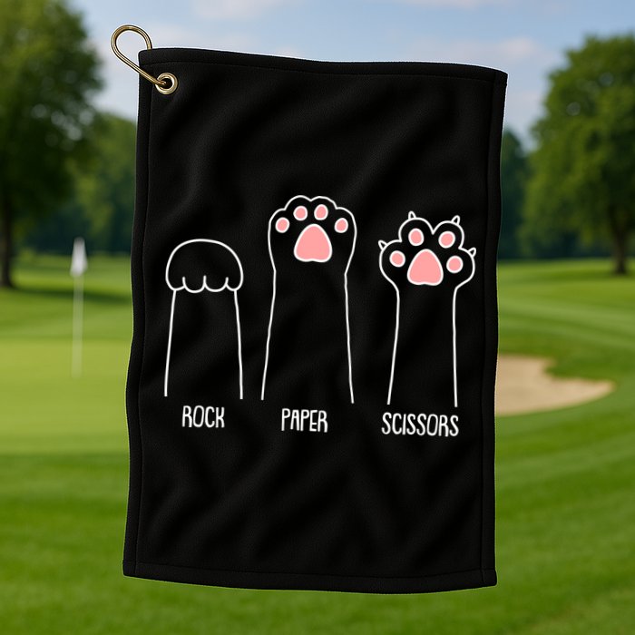 Funny Rock Paper Scissors Cat Paws Golf Towel