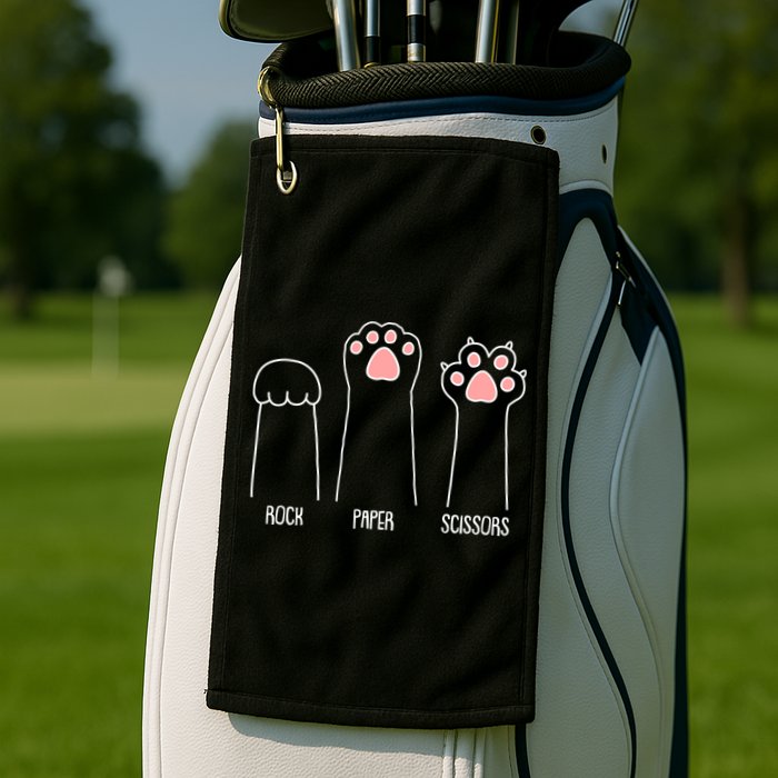 Funny Rock Paper Scissors Cat Paws Golf Towel