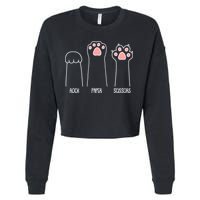 Funny Rock Paper Scissors Cat Paws Cropped Pullover Crew