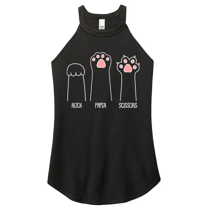 Funny Rock Paper Scissors Cat Paws Women's Perfect Tri Rocker Tank