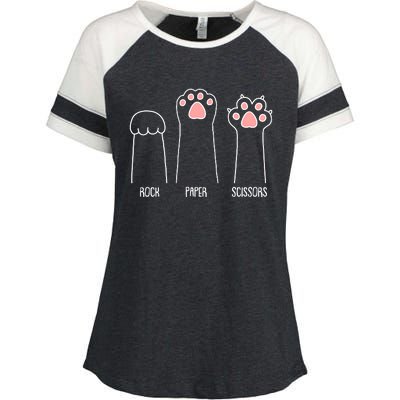 Funny Rock Paper Scissors Cat Paws Enza Ladies Jersey Colorblock Tee