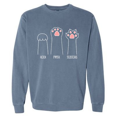 Funny Rock Paper Scissors Cat Paws Garment-Dyed Sweatshirt