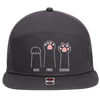 Funny Rock Paper Scissors Cat Paws 7 Panel Mesh Trucker Snapback Hat