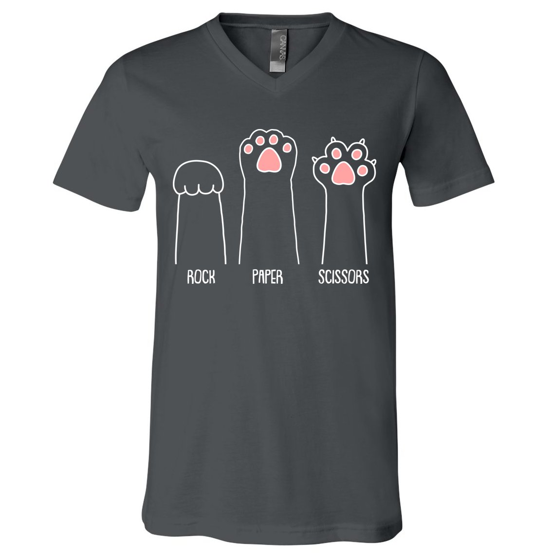 Funny Rock Paper Scissors Cat Paws V-Neck T-Shirt