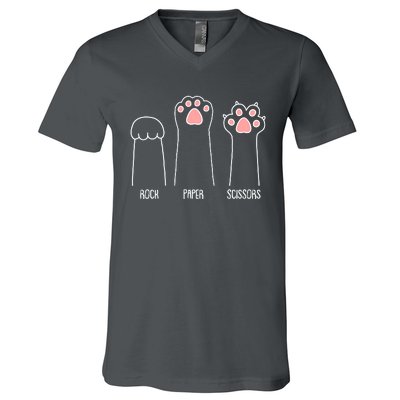 Funny Rock Paper Scissors Cat Paws V-Neck T-Shirt