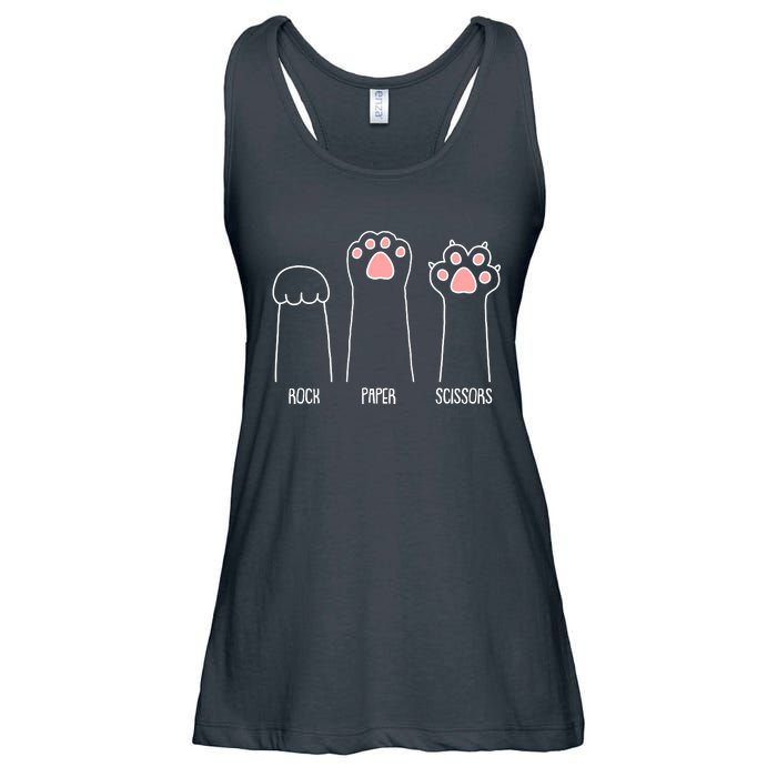 Funny Rock Paper Scissors Cat Paws Ladies Essential Flowy Tank