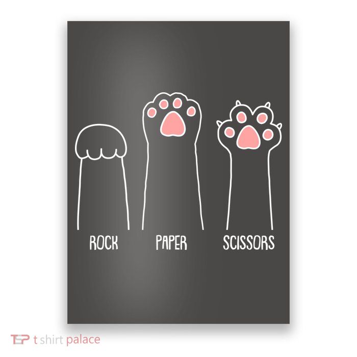 Funny Rock Paper Scissors Cat Paws Poster