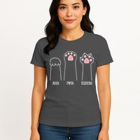 Funny Rock Paper Scissors Cat Paws Womens T-Shirt