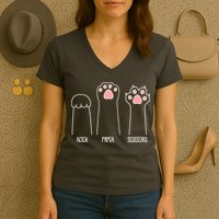 Funny Rock Paper Scissors Cat Paws Women's V-Neck T-Shirt