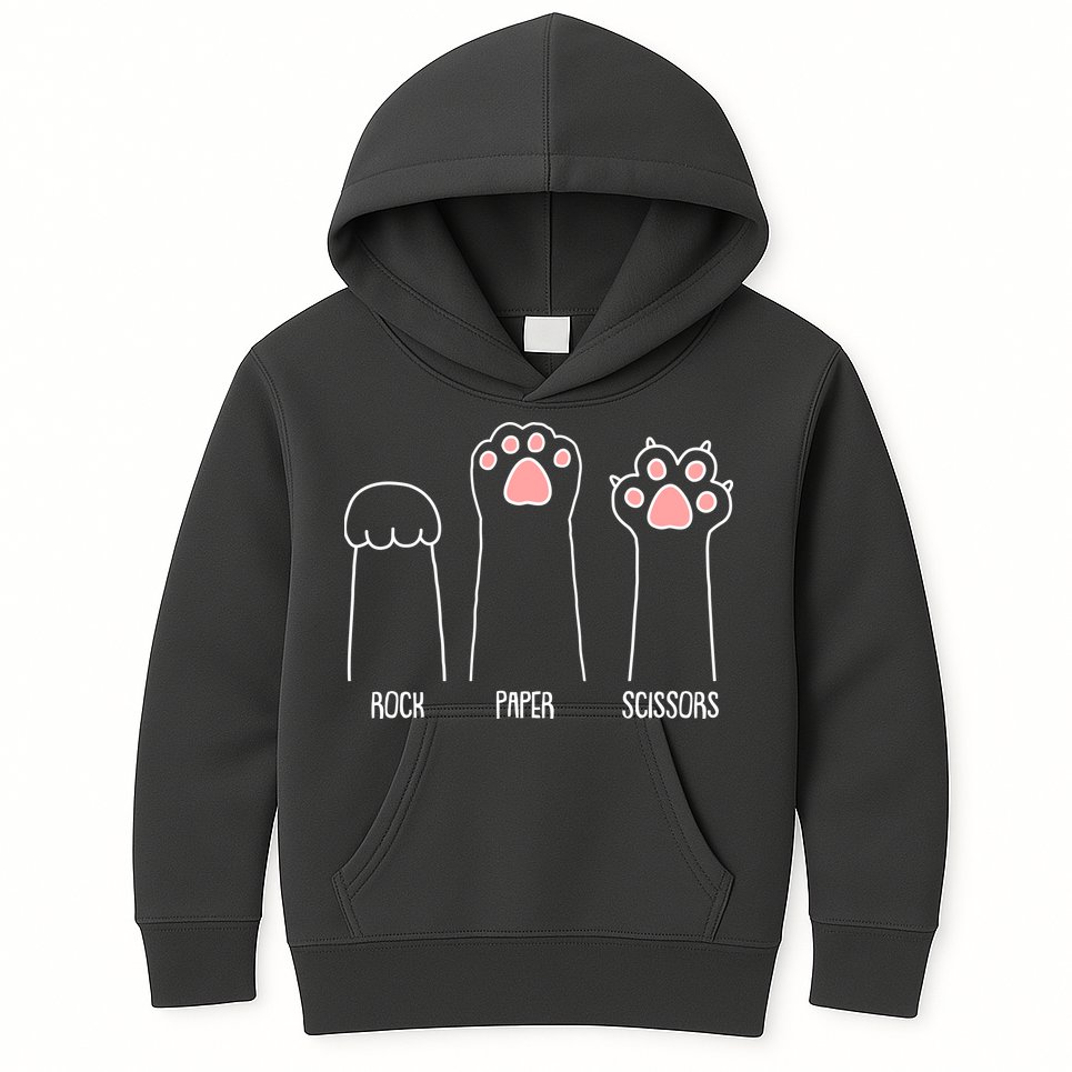 Funny Rock Paper Scissors Cat Paws Kids Hoodie