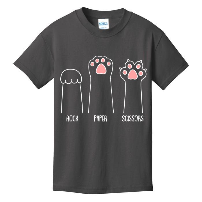 Funny Rock Paper Scissors Cat Paws Kids T-Shirt