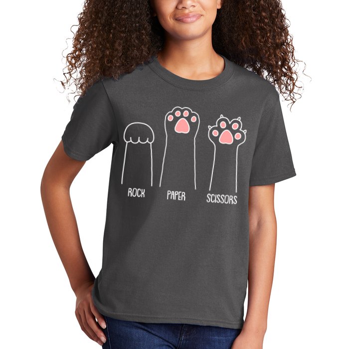 Funny Rock Paper Scissors Cat Paws Kids T-Shirt