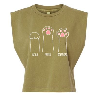 Funny Rock Paper Scissors Cat Paws Garment-Dyed Women's Muscle Tee