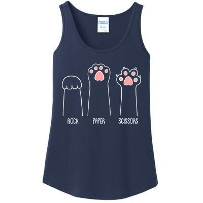 Funny Rock Paper Scissors Cat Paws Ladies Essential Tank