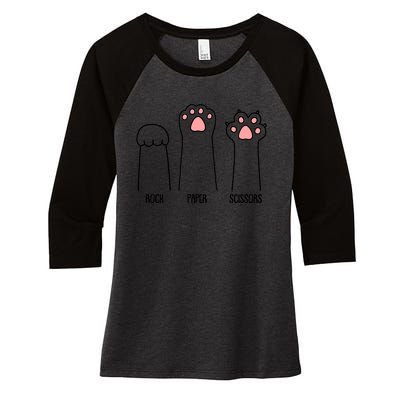 Funny Rock Paper Scissors Cat Paws Women's Tri-Blend 3/4-Sleeve Raglan Shirt