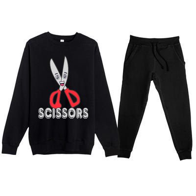 Funny Rock Paper Scissors Halloween Group Costume Premium Crewneck Sweatsuit Set