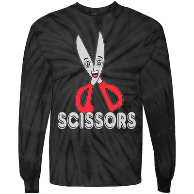 Funny Rock Paper Scissors Halloween Group Costume Tie-Dye Long Sleeve Shirt