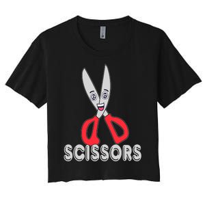 Funny Rock Paper Scissors Halloween Group Costume Women's Crop Top Tee