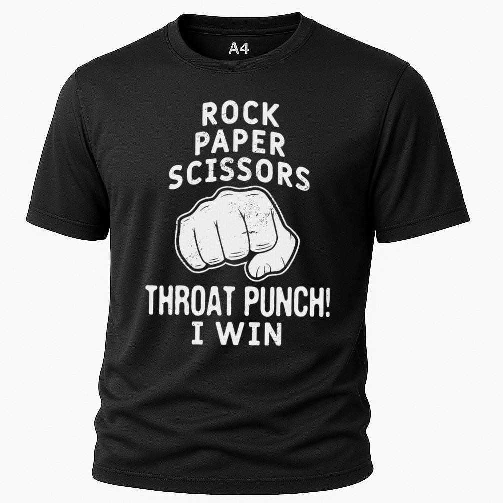 Funny Rock Paper Scissors Throat Punch I Win Performance Shirt