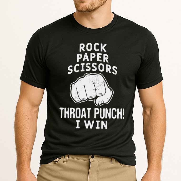 Funny Rock Paper Scissors Throat Punch I Win Performance Shirt