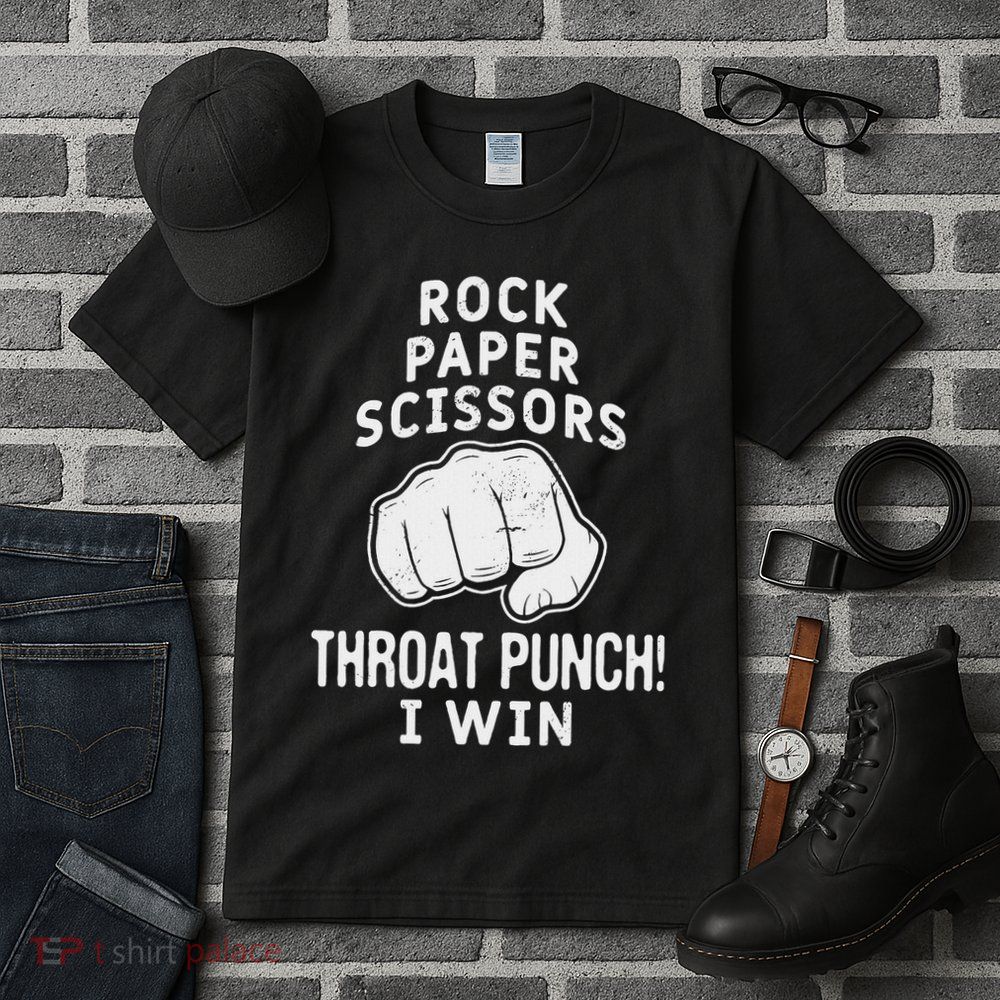 Funny Rock Paper Scissors Throat Punch I Win Tall T-Shirt