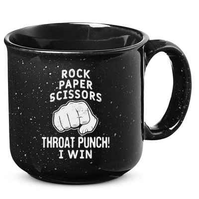 Funny Rock Paper Scissors Throat Punch I Win 15oz Campfire Ceramic Mug