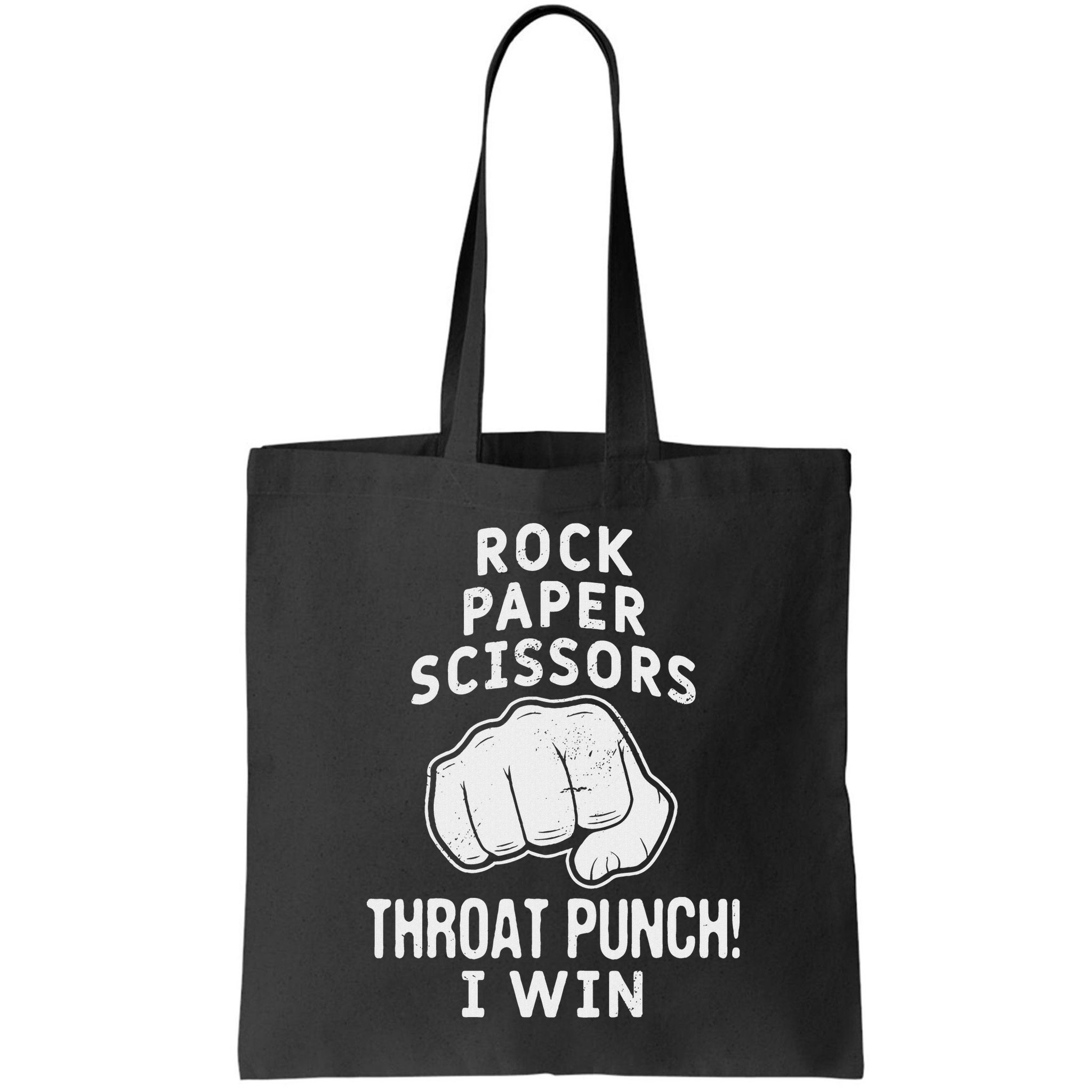 Funny Rock Paper Scissors Throat Punch I Win Bag