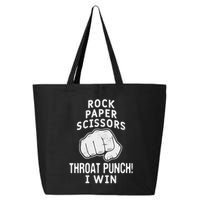 Funny Rock Paper Scissors Throat Punch I Win 25L Jumbo Tote