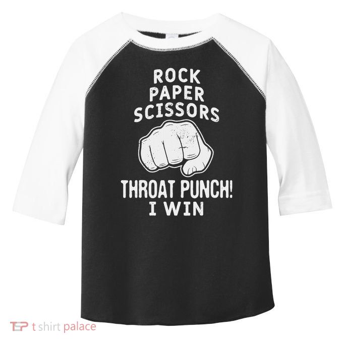 Funny Rock Paper Scissors Throat Punch I Win Toddler Fine Jersey T-Shirt