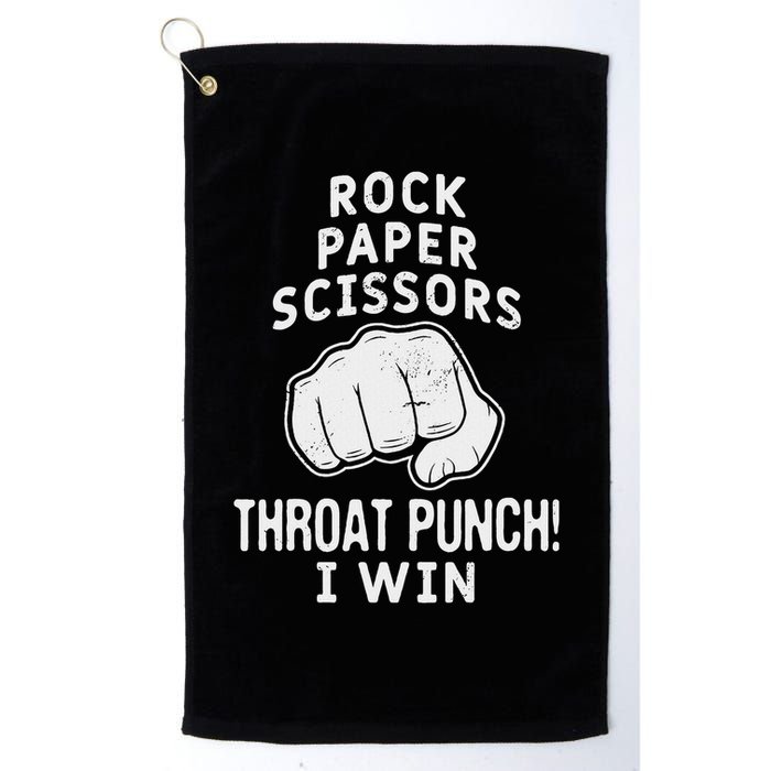 Funny Rock Paper Scissors Throat Punch I Win Golf Towel