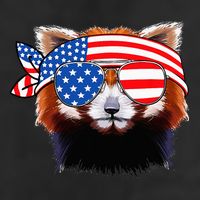 Funny Red Panda Bear American Flag Indepedence Day July 4th 7 Panel Mesh Trucker Snapback Hat
