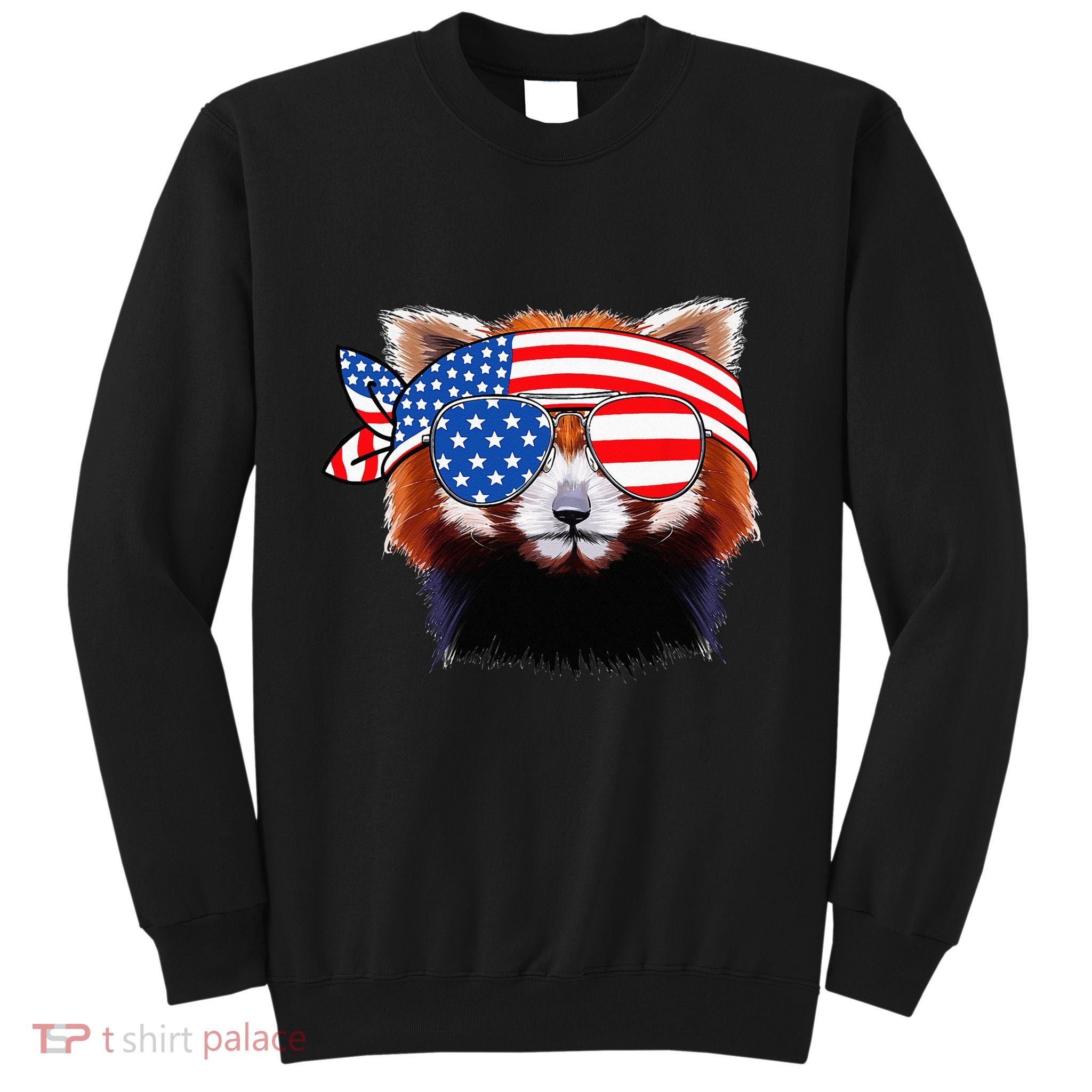 Funny Red Panda Bear American Flag Indepedence Day July 4th Sweatshirt