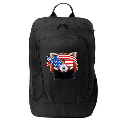 Funny Red Panda Bear American Flag Indepedence Day July 4th City Backpack