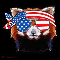 Funny Red Panda Bear American Flag Indepedence Day July 4th 16 in Basic Backpack