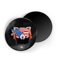 Funny Red Panda Bear American Flag Indepedence Day July 4th Magnet