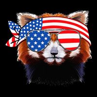 Funny Red Panda Bear American Flag Indepedence Day July 4th Cooling Performance Long Sleeve Crew