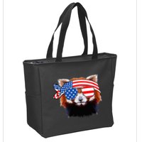 Funny Red Panda Bear American Flag Indepedence Day July 4th Zip Tote Bag