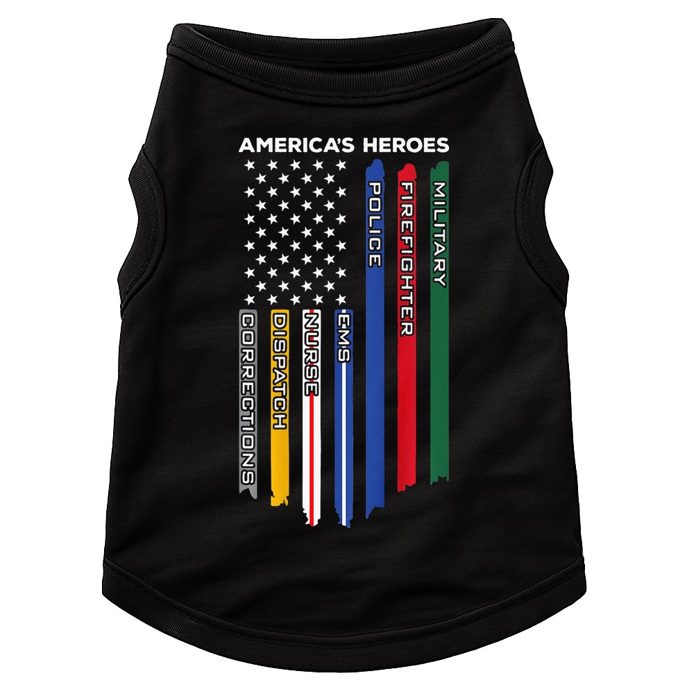 First Responders Police Military Firefighter Nurse BACK Doggie Tank