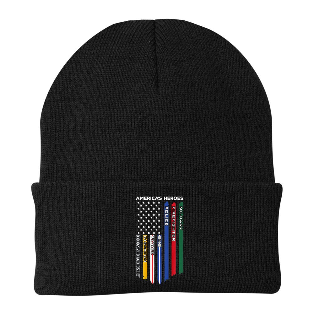 First Responders Police Military Firefighter Nurse BACK Beanie