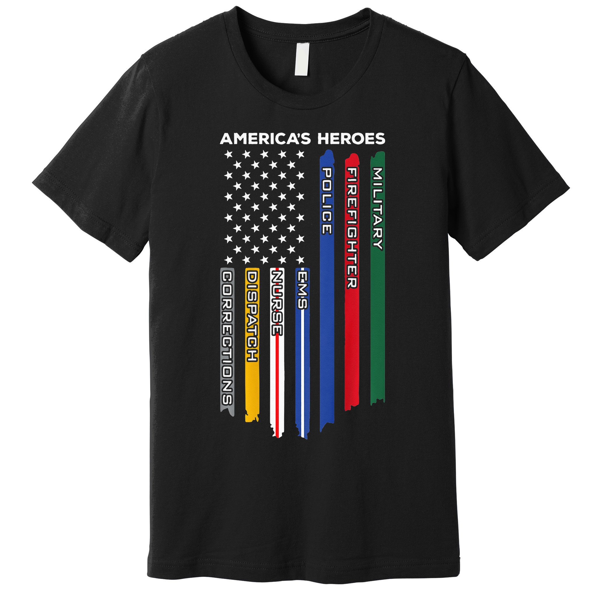 First Responders Police Military Firefighter Nurse BACK Premium T-Shirt