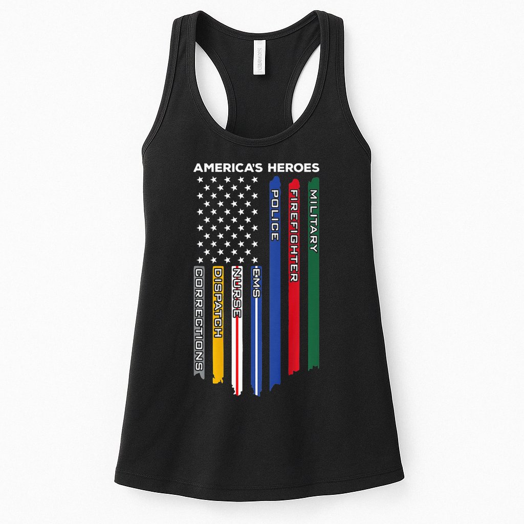 First Responders Police Military Firefighter Nurse BACK Womens Tank Top