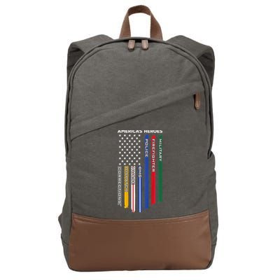 First Responders Police Military Firefighter Nurse BACK Cotton Canvas Backpack