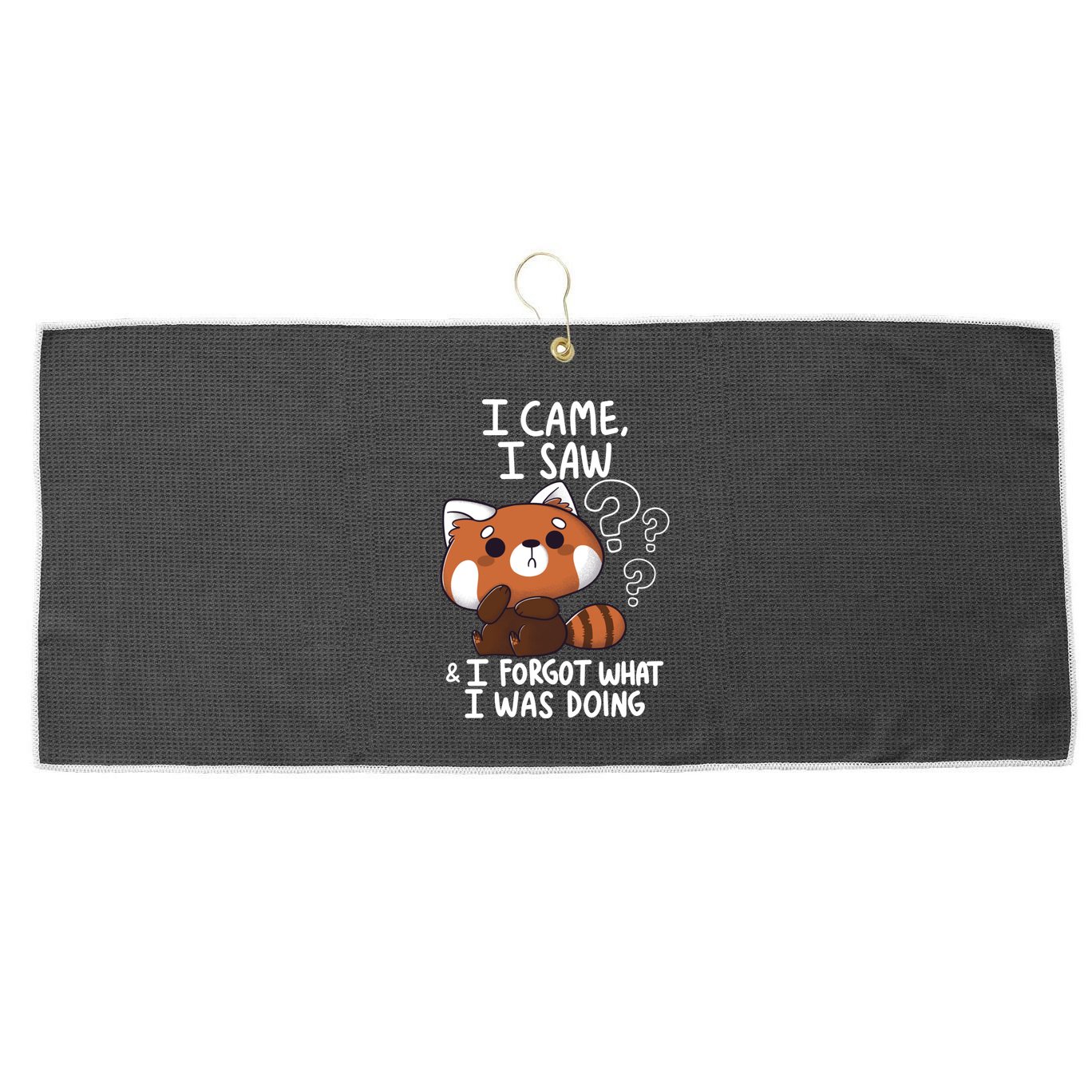 Forgetful Red Panda Large Microfiber Waffle Golf Towel