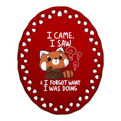 Forgetful Red Panda Ceramic Oval Ornament