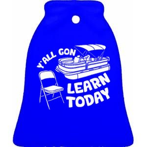 Funny River Pontoon Viral Boat Brawl Meme Alabama Boat Fight Ceramic Bell Ornament