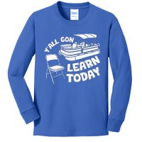 Funny River Pontoon Viral Boat Brawl Meme Alabama Boat Fight Kids Long Sleeve Shirt