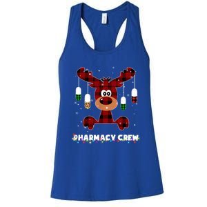 Funny Red Plaid Reindeer Pharmacy Crew Christmas Gift Great Gift Women's Racerback Tank